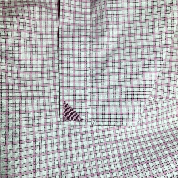 Untuckit Mens Long Sleeve Button Up Shirt Size 2XL Pink White Checks 100% Cotton - Picture 8 of 10